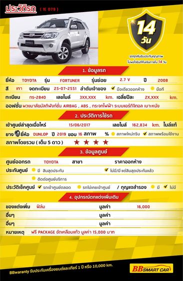 Toyota Fortuner 2008.0 มือสอง เบนซิน ไมล์ ฟรีดาวน์ สภาพนางฟ้า - Image 2